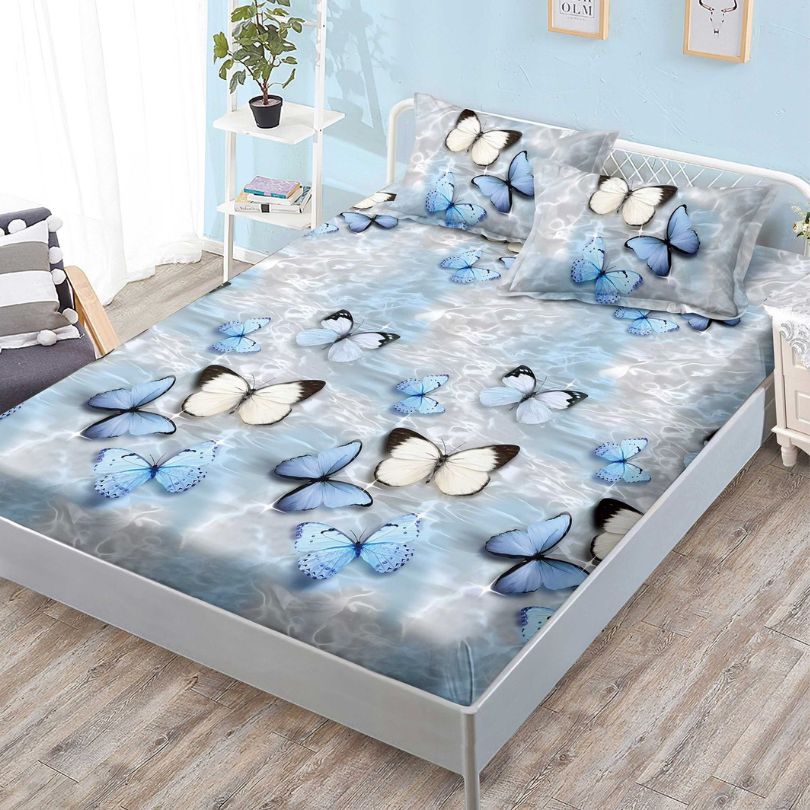 Husa de Pat din Bumbac Finet – Set 3 Piese pentru Confort si Eleganta | COD 1147-S