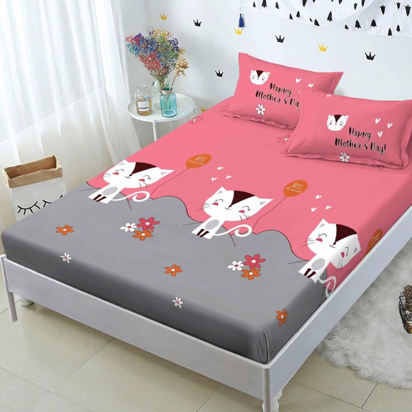 Husa de Pat din Bumbac Finet – Set 3 Piese pentru Confort si Eleganta | COD 1065-S