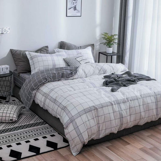 Set lenjerie de pat bumbac satinat 4 piese – Design rafinat și textura delicata, Cod 0921-S