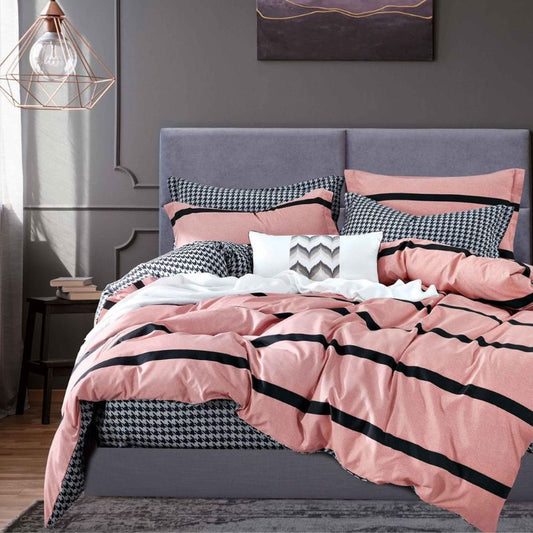 Set lenjerie de pat bumbac satinat 4 piese – Design rafinat și textura delicata, Cod 0898-S