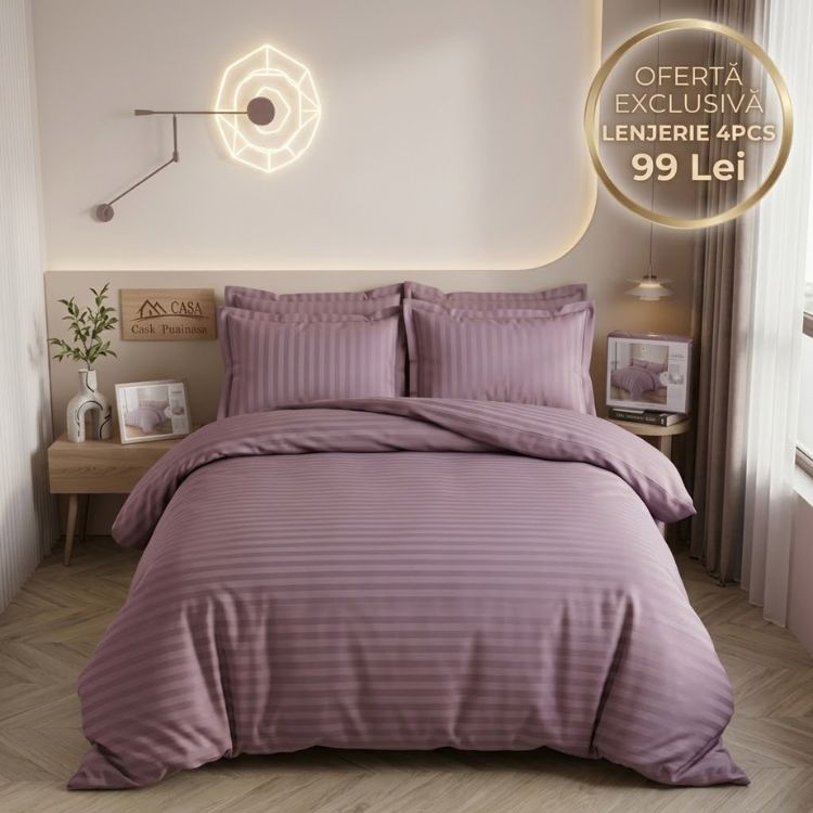 Lenjerie de pat damasc 4 piese cu elastic – Eleganta Hotelieră la Super Ofertă 🌙✨| 0272-CA
