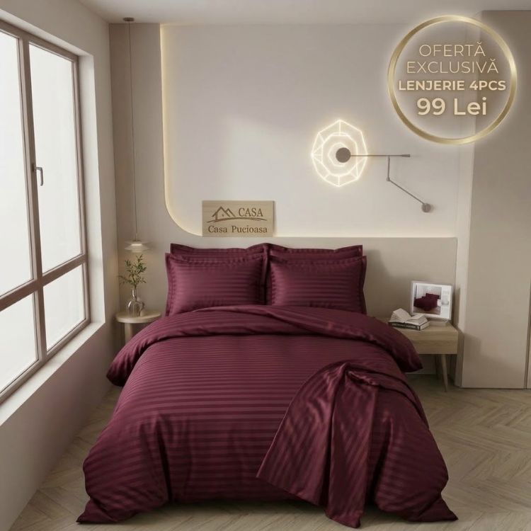 Lenjerie de pat damasc 4 piese cu elastic – Eleganta Hotelieră la Super Ofertă 🌙✨| 0278-CA