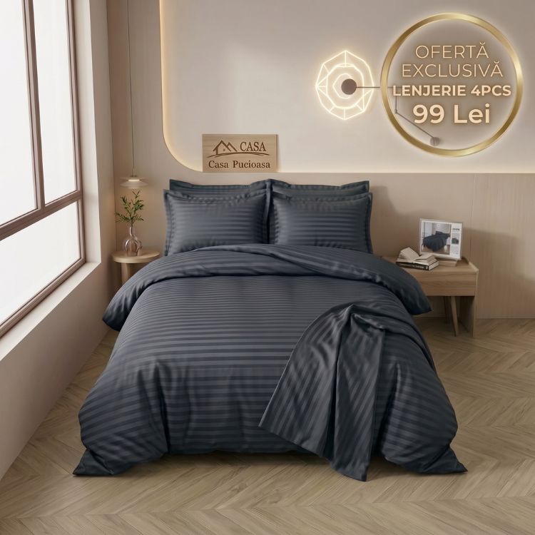 Lenjerie de pat damasc 4 piese cu elastic – Eleganta Hotelieră la Super Ofertă 🌙✨| 0273-CA