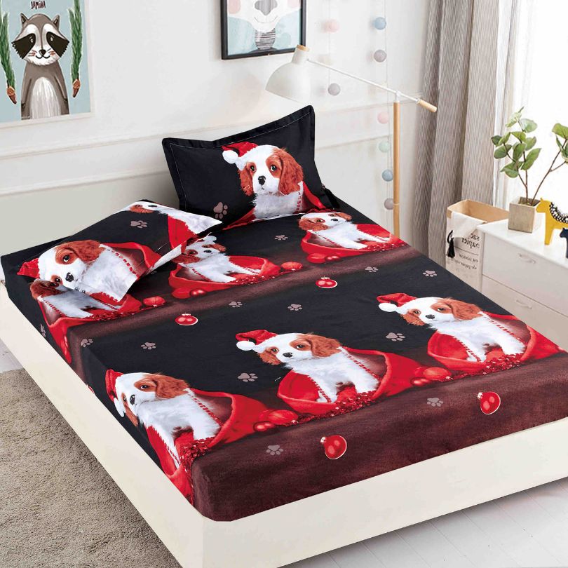 Husa de Pat din Bumbac Finet Craciun – Set 3 Piese pentru Confort si Eleganta | COD 1636-J