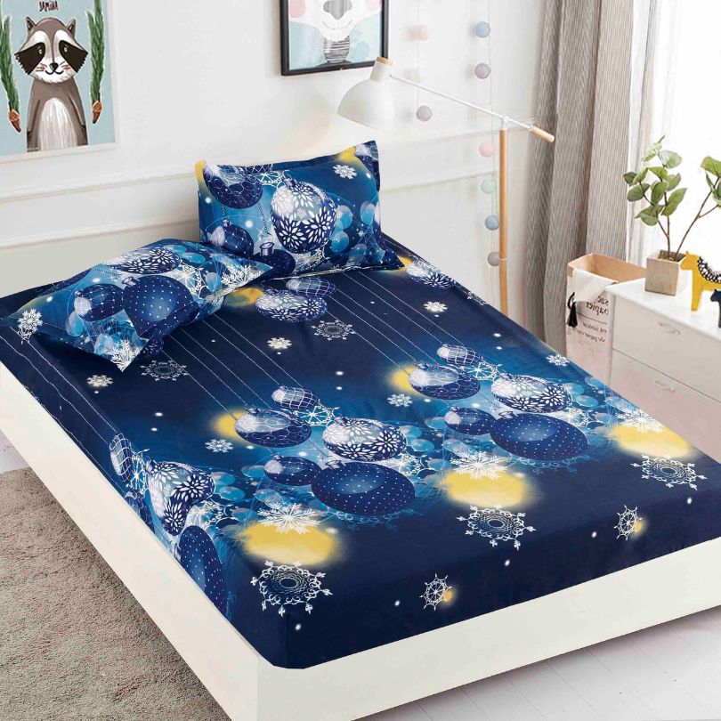 Husa de Pat din Bumbac Finet Craciun – Set 3 Piese pentru Confort si Eleganta | COD 1637-J