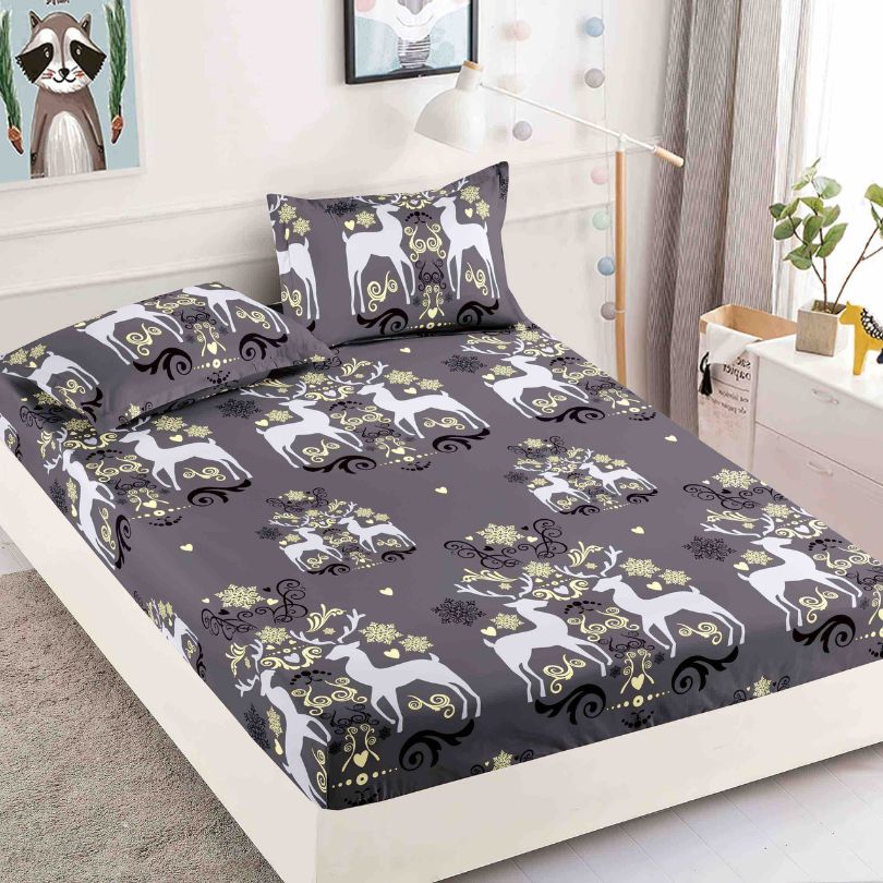 Husa de Pat din Bumbac Finet Craciun – Set 3 Piese pentru Confort si Eleganta | COD 1640-J