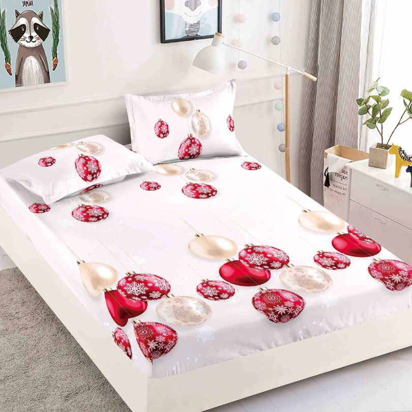 Husa de Pat din Bumbac Finet Craciun – Set 3 Piese pentru Confort si Eleganta | COD 1641-J