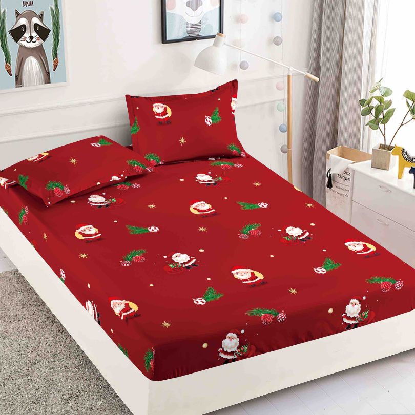 Husa de Pat din Bumbac Finet Craciun – Set 3 Piese pentru Confort si Eleganta | COD 1645-J