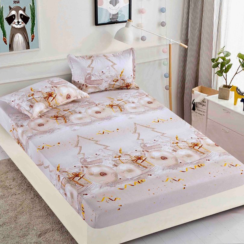 Husa de Pat din Bumbac Finet Craciun – Set 3 Piese pentru Confort si Eleganta | COD 1646-J