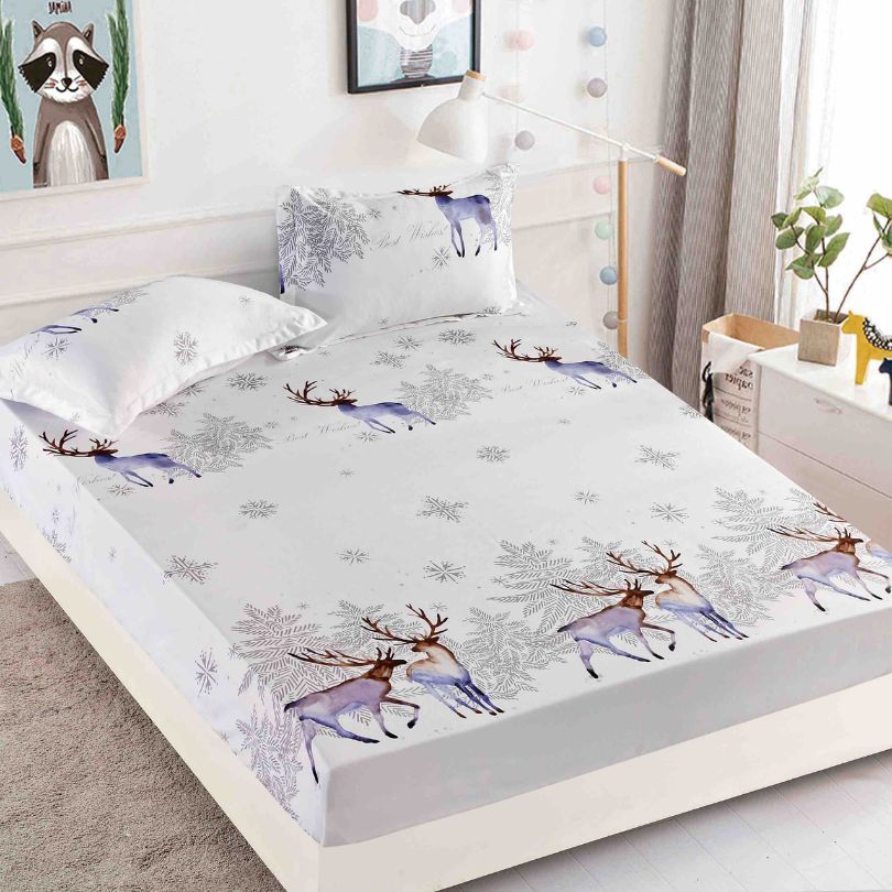 Husa de Pat din Bumbac Finet Craciun – Set 3 Piese pentru Confort si Eleganta | COD 1650-J