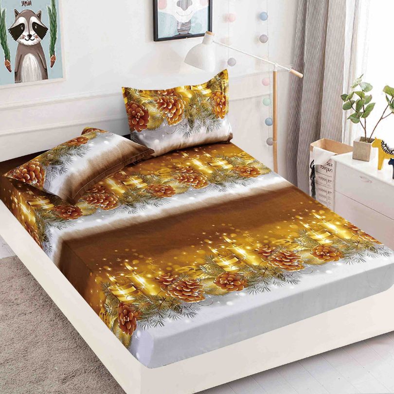 Husa de Pat din Bumbac Finet Craciun – Set 3 Piese pentru Confort si Eleganta | COD 1655-J