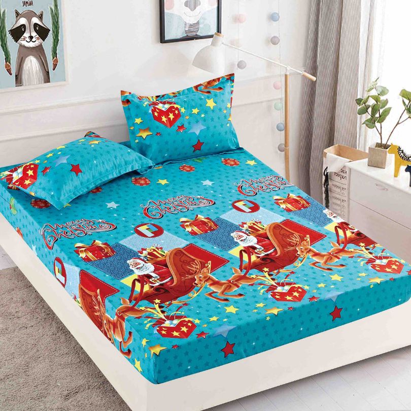 Husa de Pat din Bumbac Finet Craciun – Set 3 Piese pentru Confort si Eleganta | COD 1656-J