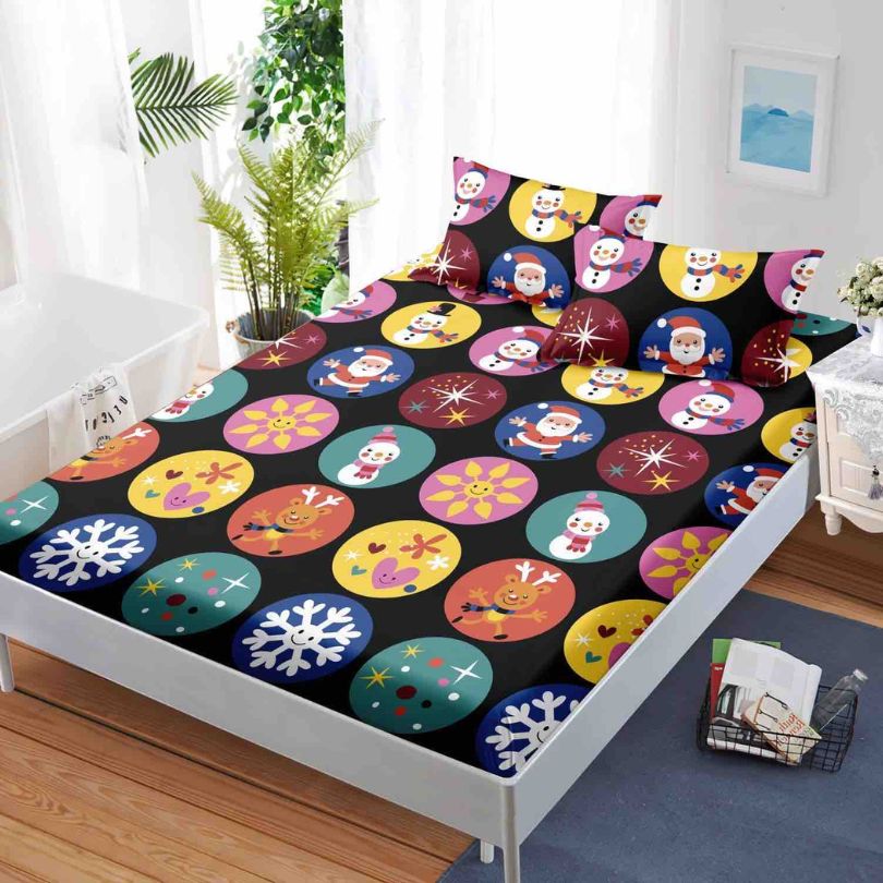 Husa de Pat din Bumbac Finet Craciun – Set 3 Piese pentru Confort si Eleganta | COD 1659-J