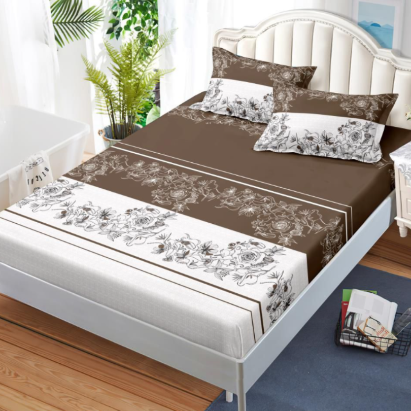 Husa de Pat din Bumbac Finet – Set 3 Piese pentru Confort si Eleganta | COD 0606-S