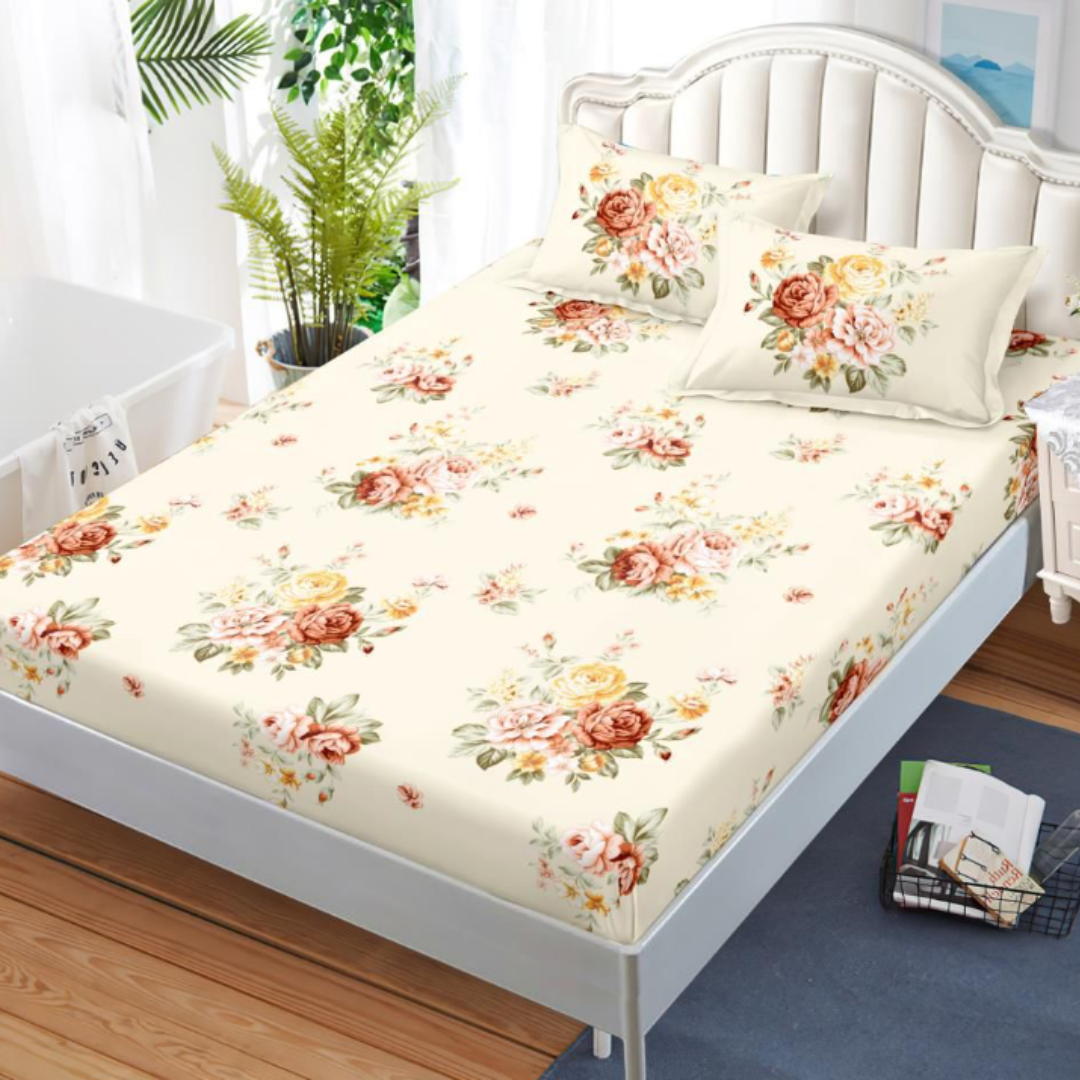 Husa de Pat din Bumbac Finet – Set 3 Piese pentru Confort si Eleganta | COD 0609-S