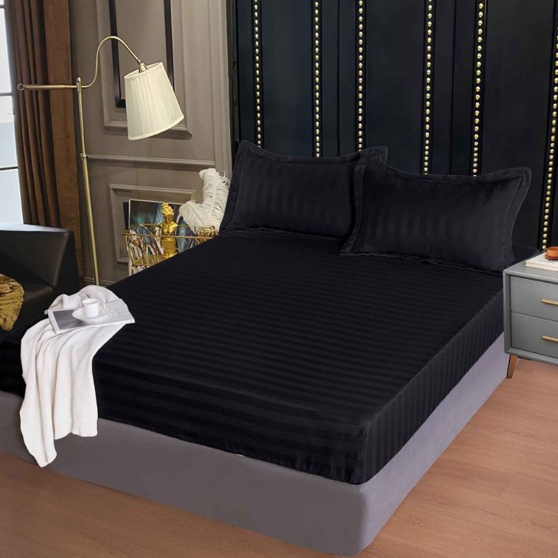 Husa de pat Damasc Deluxe, cu elastic, 160x200, 2 fete de perna, 100% bumbac | 0349-PV