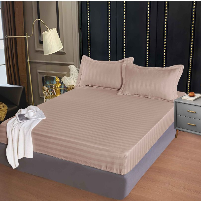 Husa de pat Damasc Deluxe, cu elastic, 160x200, 2 fete de perna, 100% bumbac | 0353-PV