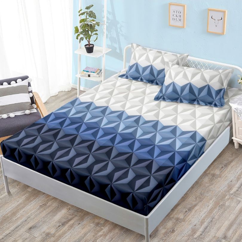 Husa de pat cu ELASTIC, Finet, 3 piese, 160x200x25, 100% bumbac | 0081-PV