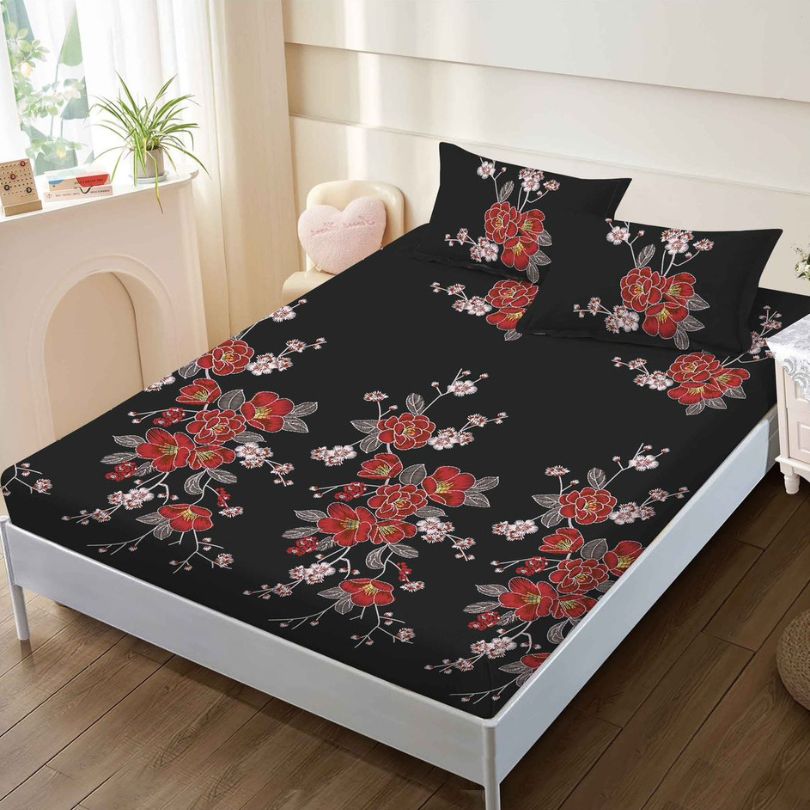 Husa de pat cu ELASTIC, Finet, 3 piese, 160x200x25, 100% bumbac | 0087-PV