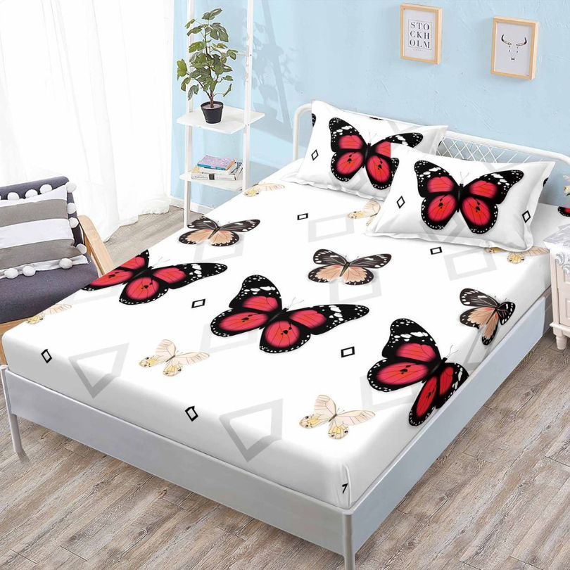 Husa de pat cu ELASTIC, Finet, 3 piese, 160x200x25, 100% bumbac | 0093-PV