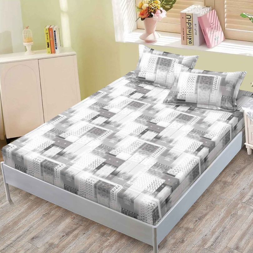 Husa de pat cu ELASTIC, Finet, 3 piese, 160x200x25, 100% bumbac | 0094-PV