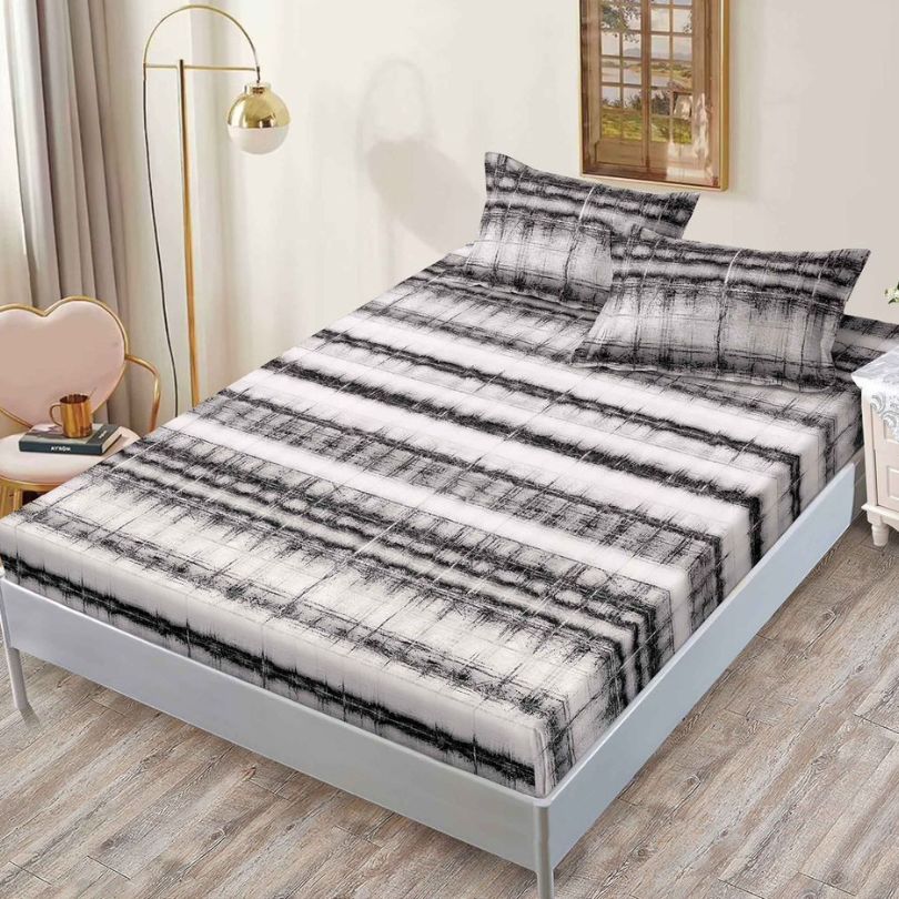 Husa de pat cu ELASTIC, Finet, 3 piese, 160x200x25, 100% bumbac | 0096-PV