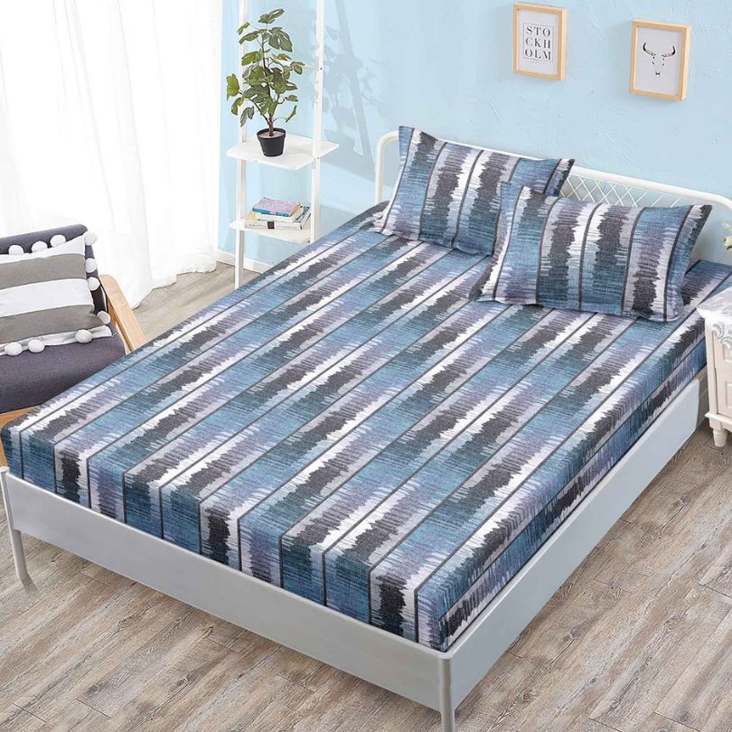 Husa de pat cu ELASTIC, Finet, 3 piese, 160x200x25, 100% bumbac | 0097-PV