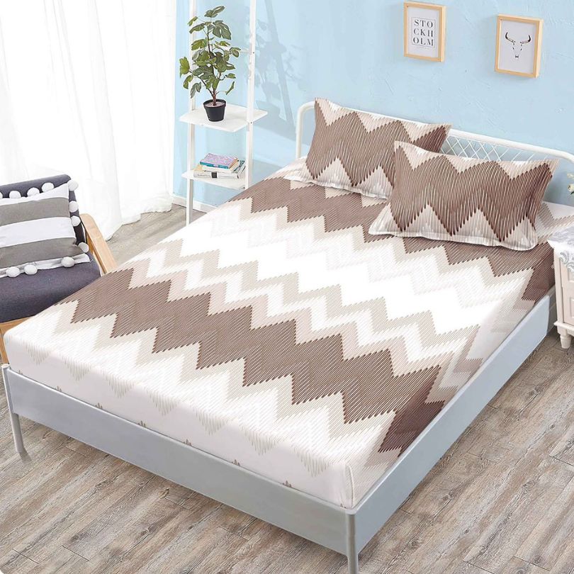 Husa de pat cu ELASTIC, Finet, 3 piese, 160x200x25, 100% bumbac | 0098-PV