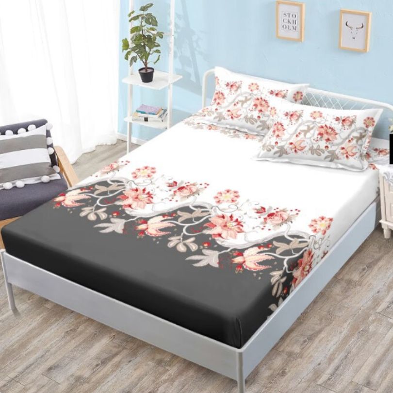 Husa de pat cu ELASTIC, Finet, 3 piese, 160x200x25, 100% bumbac | 0103-PV