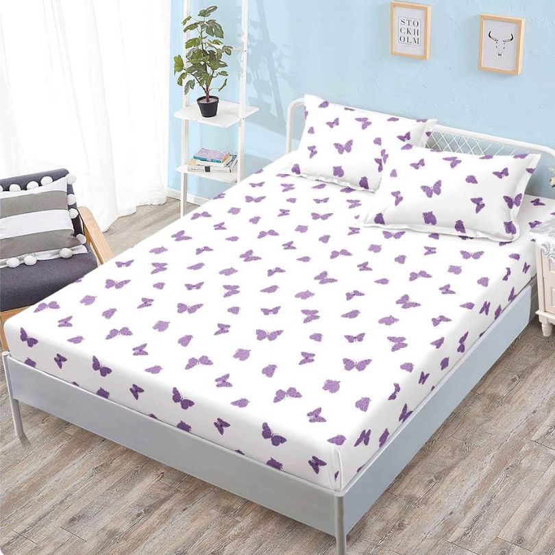 Husa de pat cu ELASTIC, Finet, 3 piese, 160x200x25, 100% bumbac | 0104-PV