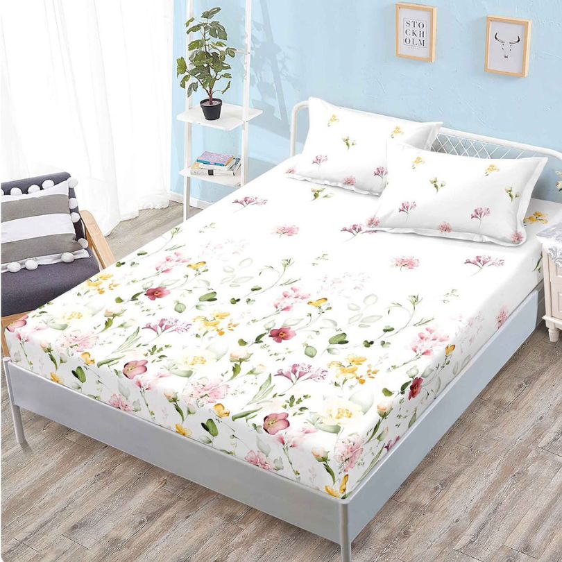 Husa de pat cu ELASTIC, Finet, 3 piese, 160x200x25, 100% bumbac | 0105-PV