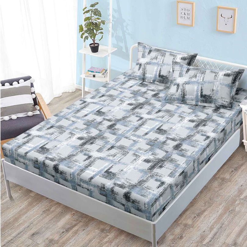 Husa de pat cu ELASTIC, Finet, 3 piese, 160x200x25, 100% bumbac | 0109-PV