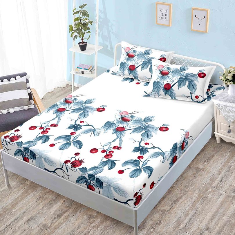 Husa de pat cu ELASTIC, Finet, 3 piese, 160x200x25, 100% bumbac | 0117-PV