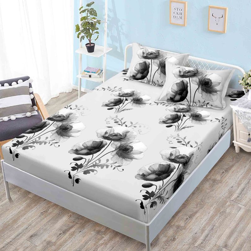 Husa de pat cu ELASTIC, Finet, 3 piese, 160x200x25, 100% bumbac | 0121-PV