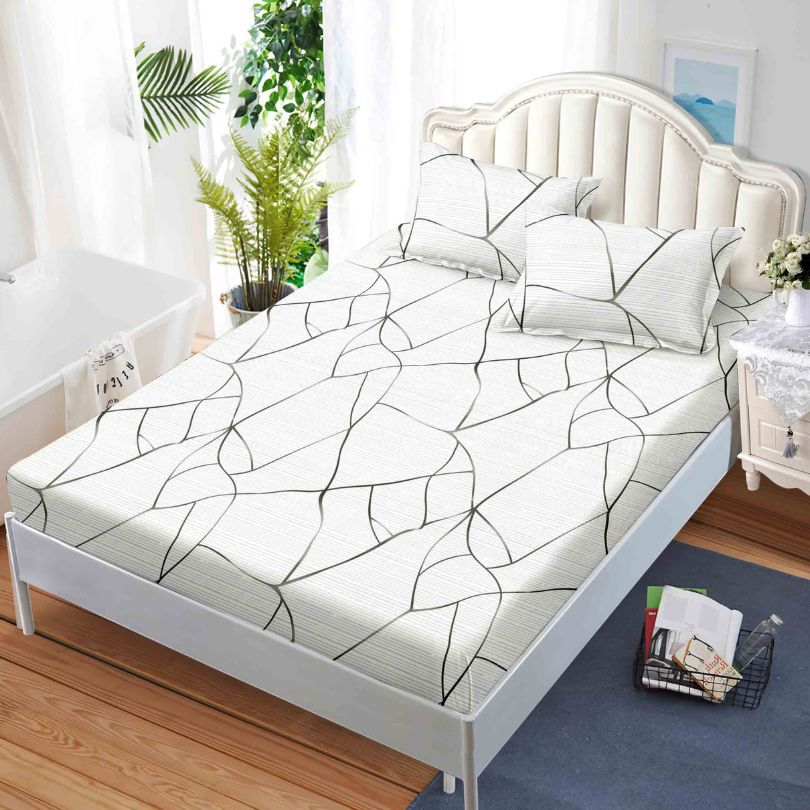 Husa de pat cu ELASTIC, Finet, 3 piese, 160x200x25, 100% bumbac | 0123-PV