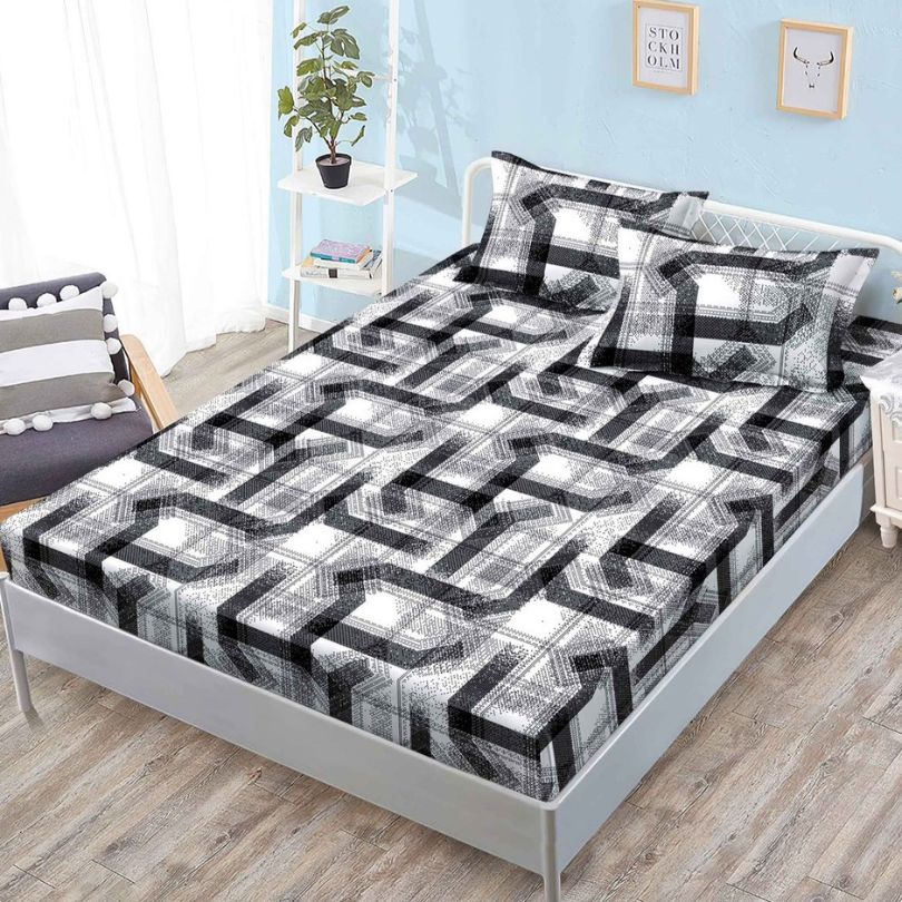 Husa de pat cu ELASTIC, Finet, 3 piese, 160x200x25, 100% bumbac | 0125-PV