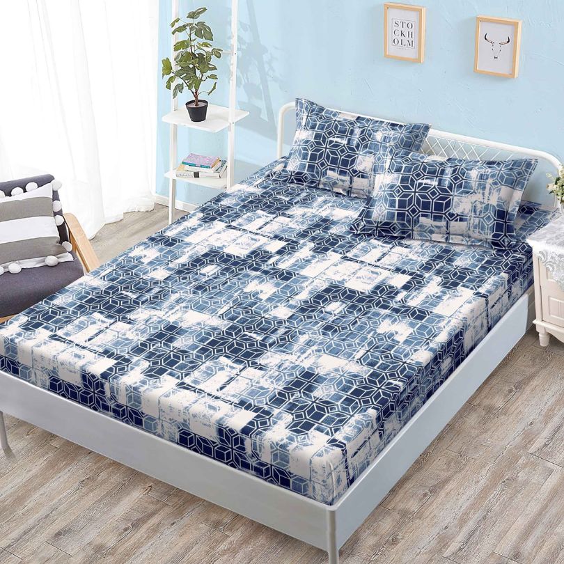 Husa de pat cu ELASTIC, Finet, 3 piese, 160x200x25, 100% bumbac | 0126-PV