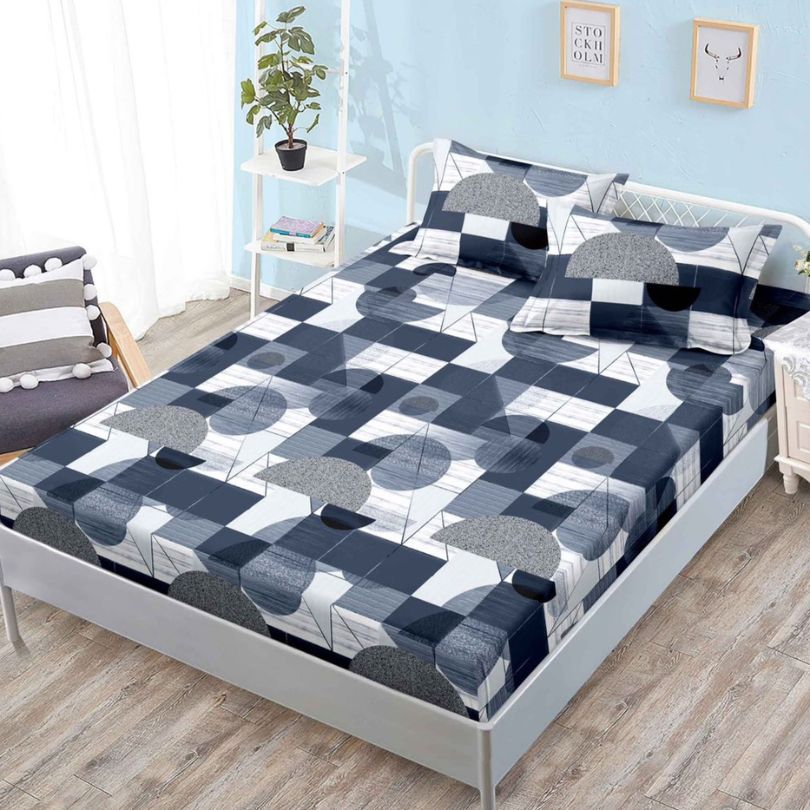 Husa de pat cu ELASTIC, Finet, 3 piese, 160x200x25, 100% bumbac | 0127-PV