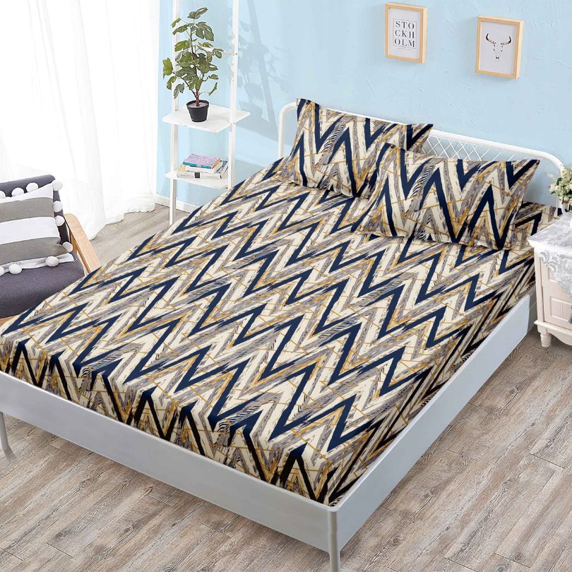 Husa de pat cu ELASTIC, Finet, 3 piese, 160x200x25, 100% bumbac | 0130-PV