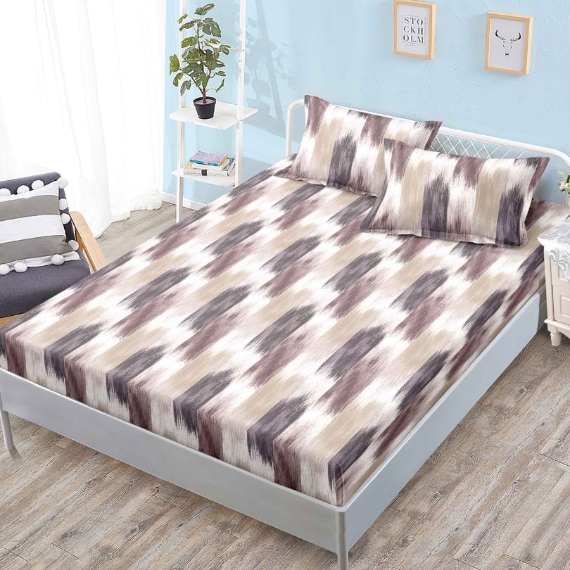 Husa de pat cu ELASTIC, Finet, 3 piese, 160x200x25, 100% bumbac | 0131-PV