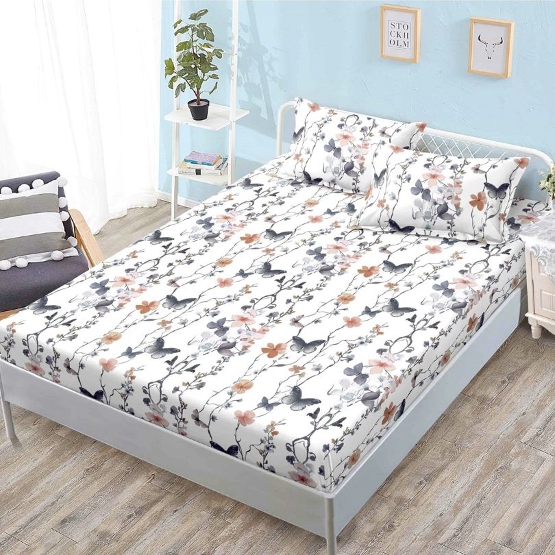 Husa de pat cu ELASTIC, Finet, 3 piese, 160x200x25, 100% bumbac | 0133-PV