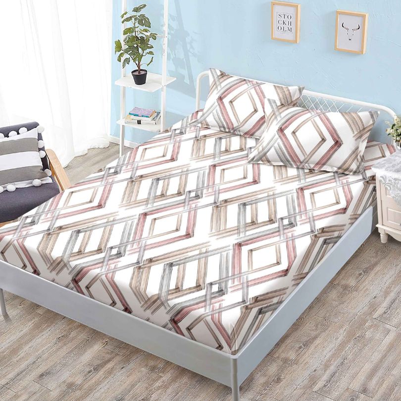 Husa de pat cu ELASTIC, Finet, 3 piese, 160x200x25, 100% bumbac | 0135-PV