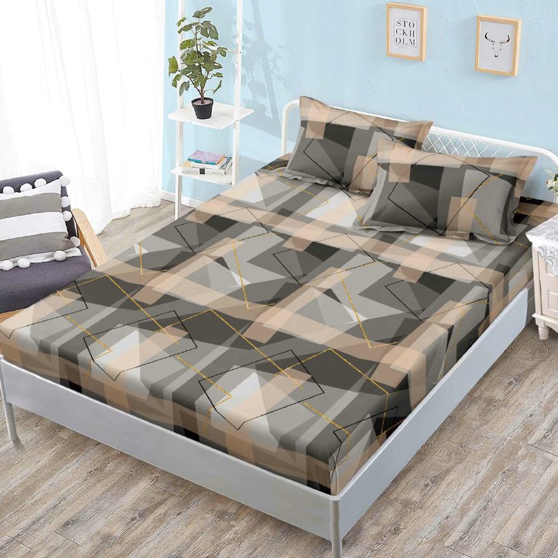 Husa de pat cu ELASTIC, Finet, 3 piese, 160x200x25, 100% bumbac | 0138-PV