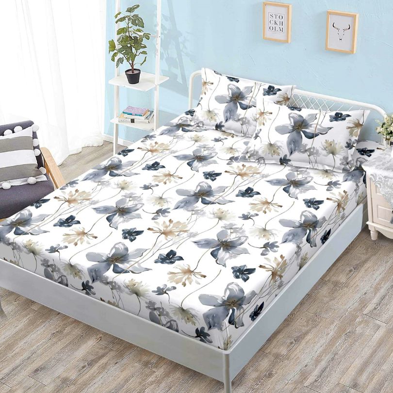 Husa de pat cu ELASTIC, Finet, 3 piese, 160x200x25, 100% bumbac | 0140-PV