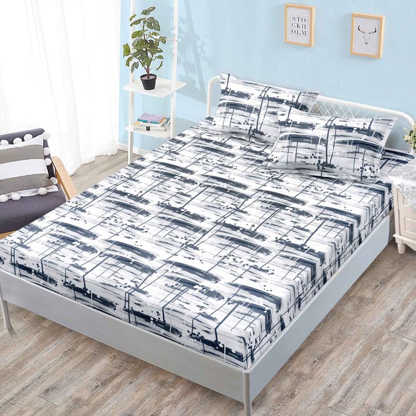 Husa de pat cu ELASTIC, Finet, 3 piese, 160x200x25, 100% bumbac | 0141-PV