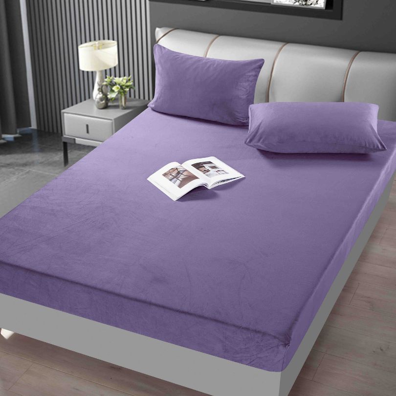 Husa de pat din catifea, cu elastic, 3 piese, ultra fina și eleganta  | 2355-J 