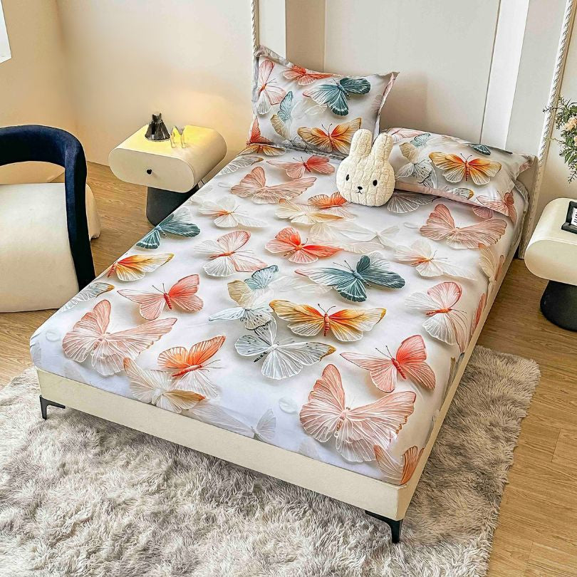 Husa de pat din  finet, imprimare digitala, ultra moale si rezistenta, decor modern | 2207-J
