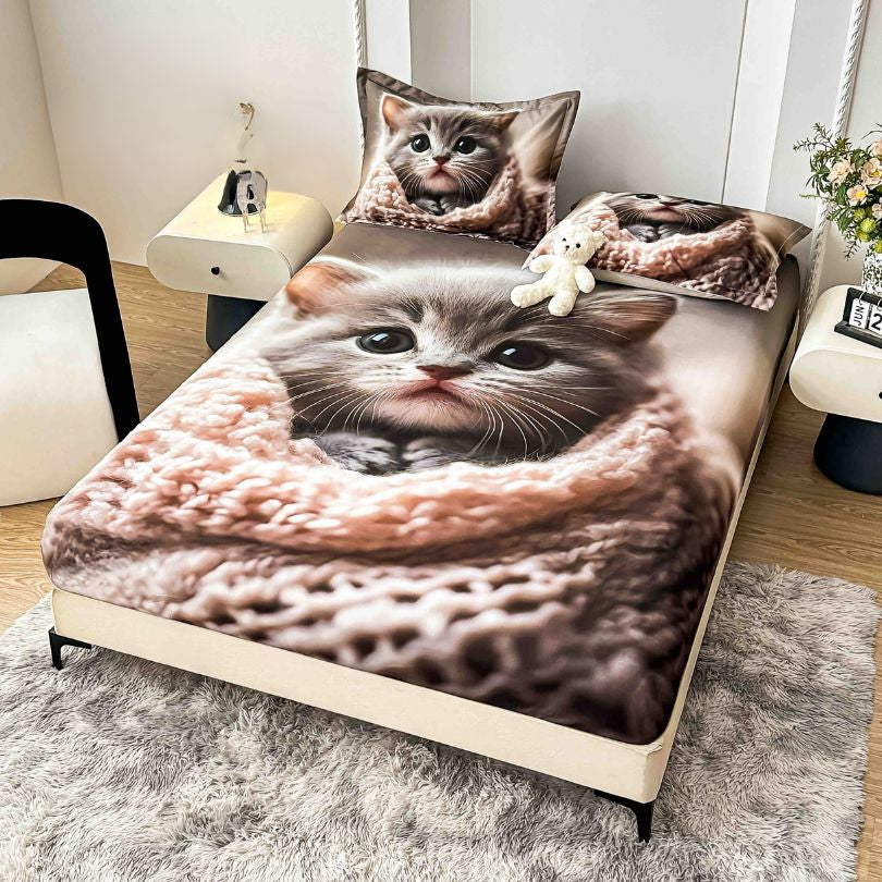 Husa de pat din  finet, imprimare digitala, ultra moale si rezistenta, decor modern | 2208-J