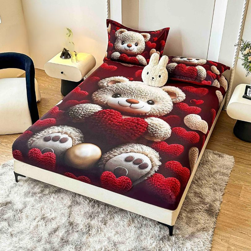 Husa de pat din  finet, imprimare digitala, ultra moale si rezistenta, decor modern | 2210-J