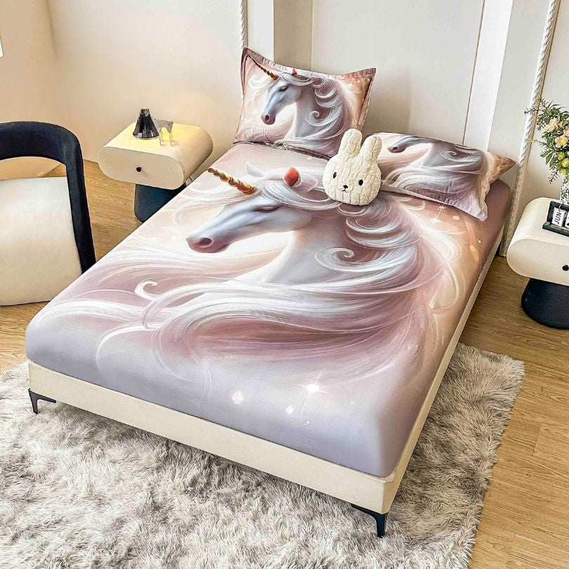 Husa de pat din  finet, imprimare digitala, ultra moale si rezistenta, decor modern | 2212-J